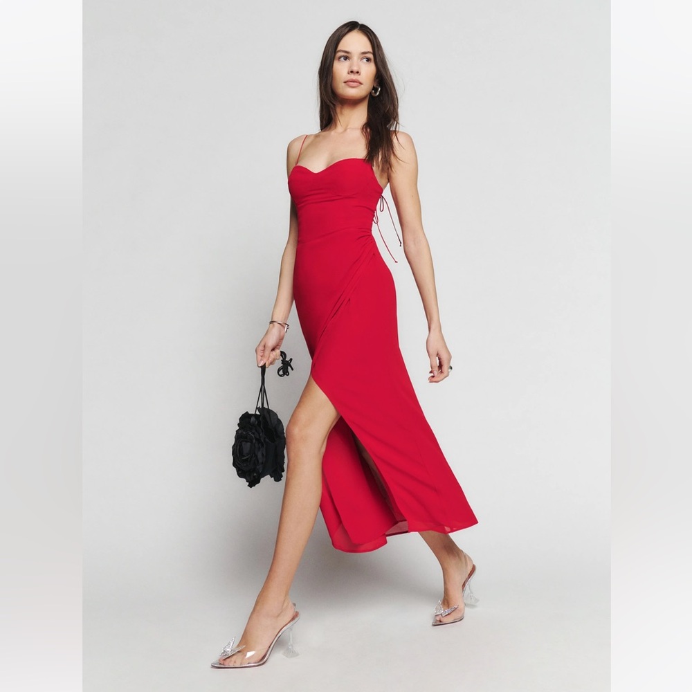 NWT $278 Reformation Kourtney Dress Size 0 In Cherry